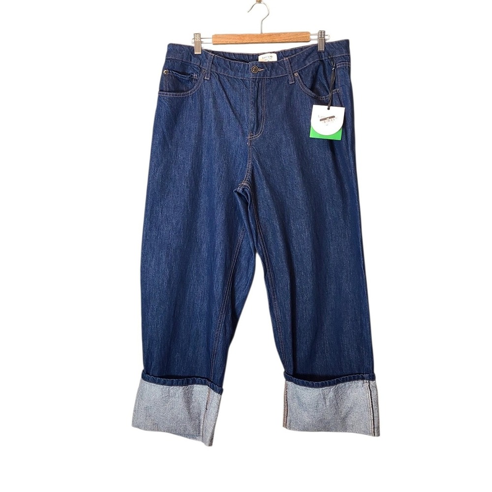 Kate Spade New York for Target Dark Wash Wide Leg Cuffed Denim Jeans Size 14 NEW